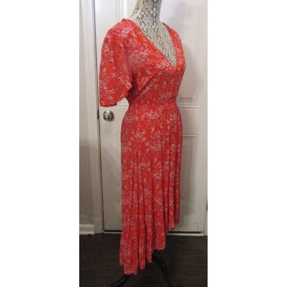 Abel The Label Maxi Dress Floral Print Red High Low Short Sleeve Size XS - Picture 7 of 8
